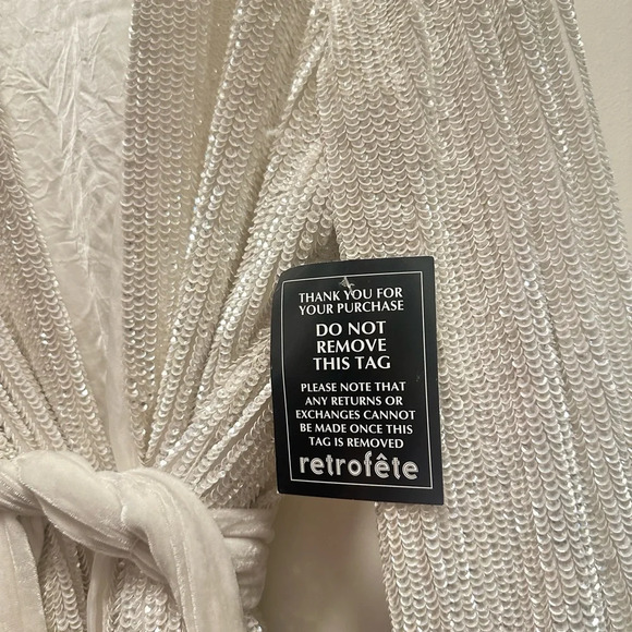 NWT | Retrofete Gabrielle Robe White Sequin Mini Dress Medium Bridal - Picture 5 of 5